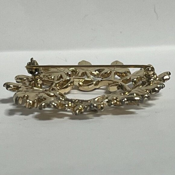 VTG Sarah Coventry "Garland" Two-Tone Silver/Gold Leaf Wreath Brooch Pin 1.75" - Picture 7 of 12